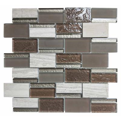 China China Good Quality Acid Resistant Rock Texture Brown Frost And Cold Spray Mosaic Tile Factory Glass Project for sale