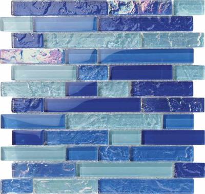 China Mix Acid Resistant Random Strip Size Mosaic Pool Outlet Factory Foshan Pool Iridescent Colorful Mosaic Tiles for sale