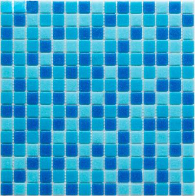 China China Supplier Acid Resistant Blue Colors Hot Melt Crystal Pool Mosaic Tile Fusible Crystal Glass Swimming Pool Tiles 20x20mm for sale