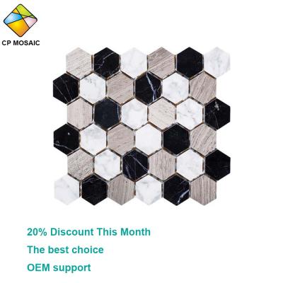 China China suppliers whosale black and white marble mosaic floor tile for sale