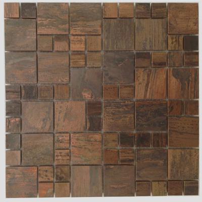 China Backsplash Acid Resistant Copper Steel Tile Pattern Metal Rustic Mosaic Tile For Backsplash Wall Tile for sale