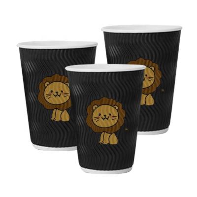 China Factory New Products Disposable Ripple Coffee Black Paper Cup for sale