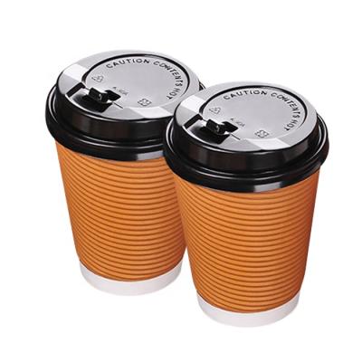 China Factory direct wholesale disposable ripple wallpaper insulated coffee cup with lid for sale