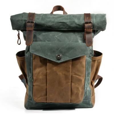 China Retro Classic Men's Waterproof Waxed Canvas Men's Laptop Backpack Outdoor Bag for sale