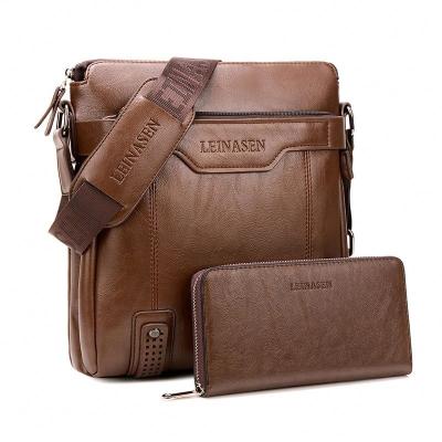 China Water Resistant Leinasen Brand High Quality PU Leather Men's Cross Body Shoulder Bag for sale