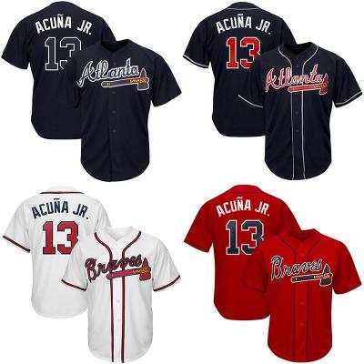 China Best Quality Breathable 13 Ronald Acuna Jr. 44 Hank Aaron Embroidery Logos Baseball Jersey for sale