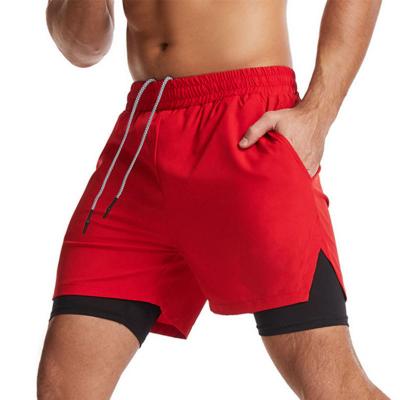 China Hot Selling Anti-Wrinkle Workout Running 2 In 1 Compression Double Platform Gym Joggers Shorts for sale