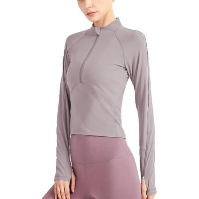 China Selling Breathable Warm Winter Long Sleeve Sport Wear Women Casual Zipper Yoga Jackets Tops for sale