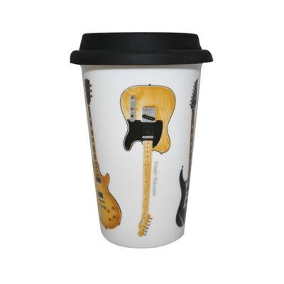 China Sustainable Double Wall Guitar Printed Thermal Travel Mug With Lid for sale