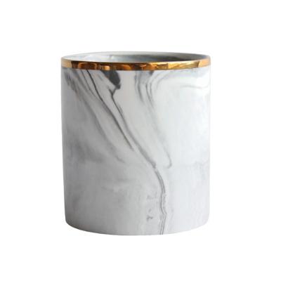 China Multifunctional Pen Holder Table Decor Stationery Makeup Container Marble Effect Modern for sale