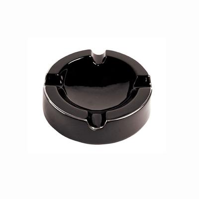 China Eco-friendly black simple style ceramic portable ashtray for home hotel for sale