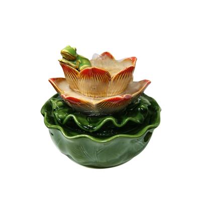 China Traditional Fascinate Lotus Ceramic Indoor Tabletop Water Fountain for sale