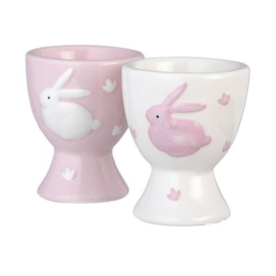 China Wholesale Viable Easter Bunny Ceramic Egg Cups Pink or White for Kids for sale