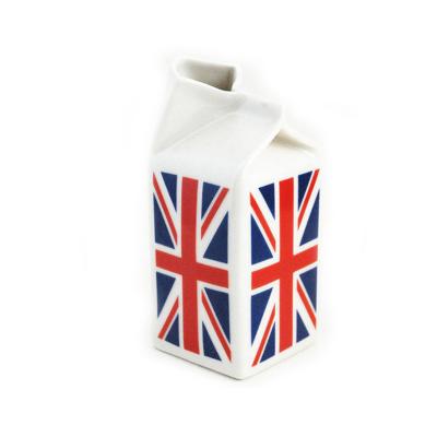 China Viable custom flag printing ceramic box shaped milk jug for wholesale for sale