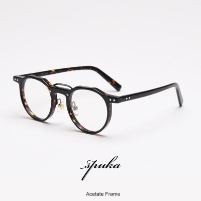 China SPUKA #21012 Optical Frame Round Light Vintage Blue Square Women Men Retro Acetate Optical Glasses Frame Gafas Glasses for sale