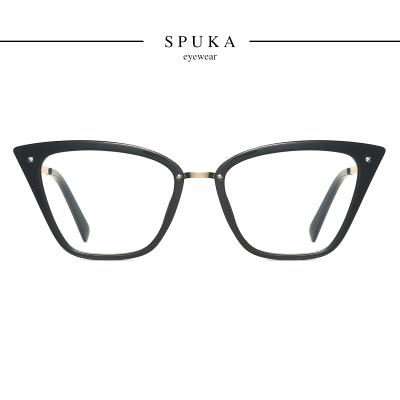 China SPUKA Blue Light Blocking Cat Eye Anti Blue Light 2069 Blocking Glass Frames Spring Hinge Green Blue Eyewear Lenses for sale