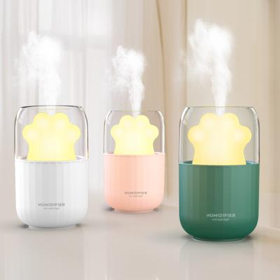 China 15-20 Square Meters Cat Paw Home 300ml Usb Mini Ultrasonic Air Humidifier For Bedroom for sale