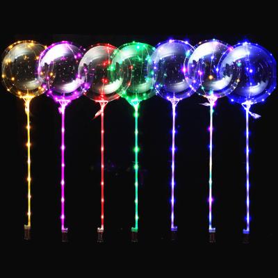 China Gift Toy Christmas Holiday Party Decor Supplies 20 Inch Led Balloon With Sticks Clear Bubble Bobo Balloon for sale