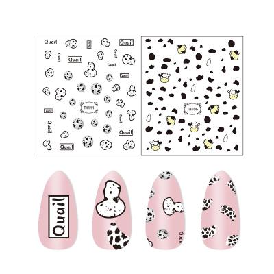 China Plastic Hot Selling Products Art Decoration Heart Nail Salon Nail Sticker Diy Nail Decal Cow Sticker for sale