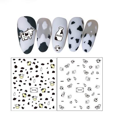 China 2022 Newest Plastic Nail Art Nail Sticker Decal Cow Milk Pattern DIY Sticker Decals for sale