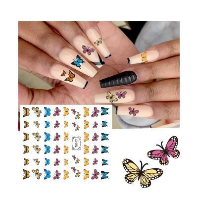 China Easy Apply And Remove Colorful Printing Nail Art Butterfly Nail Decal For Full Beauty Wraps Decoration for sale