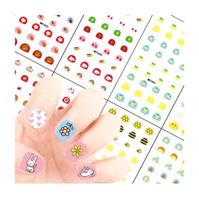 China Temporary Cute Colorful 3D Cartoon Glitter Nail Stickers For Kids for sale