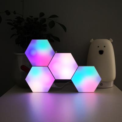 China Bluetooth App Controlled New For 2021 Aurora Color Hexagon Shape Northern Light App Controlled Night Light Hexagon Lights for sale