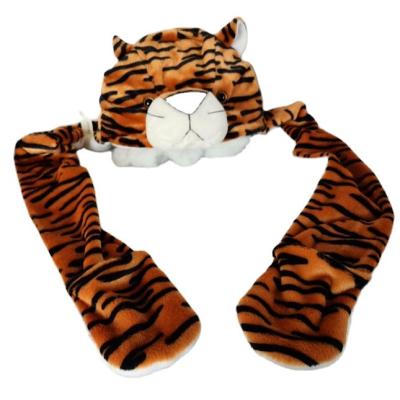 China Custom Cute Cartoon JOINT Kids Winter Brown Animal Plush Toy 35x 20(84)cm Tiger Hat for sale