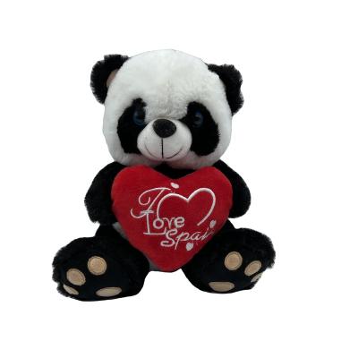 China Cute Plush Panda Plush Toy With Heart Soft Plush Custom Valentines I Love You for sale