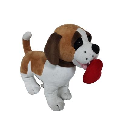 China Custom Realistic Dog Toy Plush With Heart Soft Plush Toy I Love You for sale