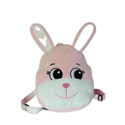 China Pink Plush Toy Preschool Children's School Bag Rabbit Backpack 30x25x6.5cm for sale