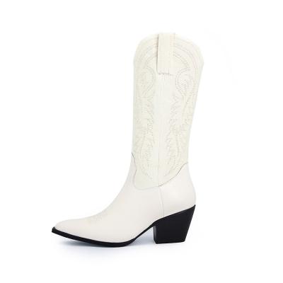 China Factory Wholesale Export Lightweight White Sexy Ladies High Hill Cowboy Boots For Women For Women With Heels for sale