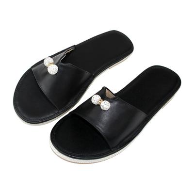 China Fashion Trend Wholesale Cheap Black Anti-skid Shoes Slippers Flat Women's Sandals for sale