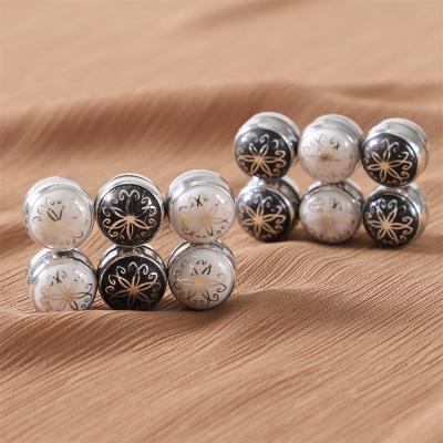 China Fashion New Round Small Bowl Tulip Oil Drip Buckle Women Hijab Scarf Hair Clip Fashionable Strong Magnetic Silk Buttons Brooch for sale