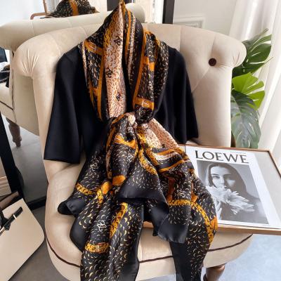 China 2022 Newest Feeling Manufacturers Soft Smooth Custom Made Luxury Silk Camel Printed Silk Satin Scarf Ladies Head Wraps Long Silk Hijabs Scarves Wholesale for sale