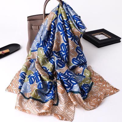 China Designer Manufacturers 2022 New Style Fashion Soft Smooth Feeling Women's Custom Silk Hijab Ladies Scarves Famous Brands Pattern Scarf Hijab Ladies Long for sale