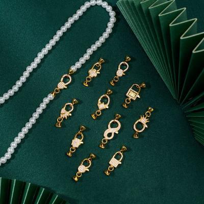 China Jewelry Making 10 Style New 925 Sterling Silver Micro Zircon Lobster Clasp Luxury Infinity Connector Clasp For Bead Bracelet Making for sale