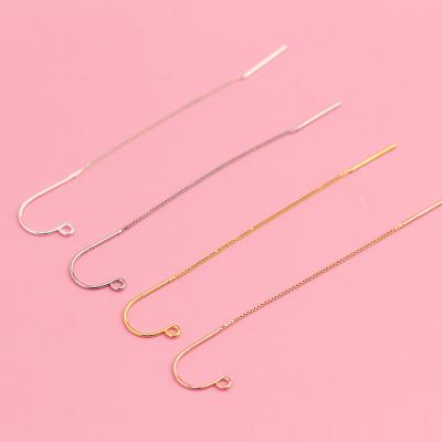 China Jewelry Making Line 6.5cm 925 Sterling Silver Box Chain Ear Earring Hook for Jewelry Making Findings for sale