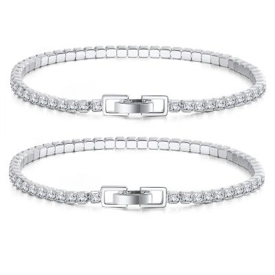 China CLASSIC Circle Diamond Bangle For Unisex from Sterling Silver Tennis Bracelets 3mm CZ from wholesale 925 for sale