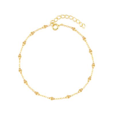 China Vintage Jewelry 925 Sterling Silver Beads Chain Link Bracelet High Quality Minimalist Gold Plated Chain Bracelet for sale