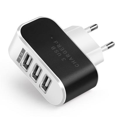 China Multi Charging Mobile Phone 3 USB Head Travel Port Charger US EU Colorful 3.1A 3 Plug Ports USB Travel USB Led Wall Charger for sale