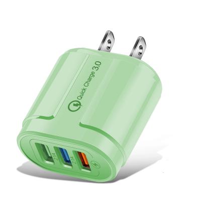 China Colorful Fast Travel Chargers 5V3A 3USB Mobile Phone Factory Price 3.0 USB Wall EU/USA Plug for sale