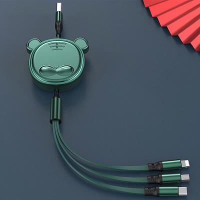 China Used for current charging cell phones available in the market. Tiger Charging Cable 3 Year In 1 Portable Retractable Micro USB Type C USB Cable 3 In 1 Data Cable for sale