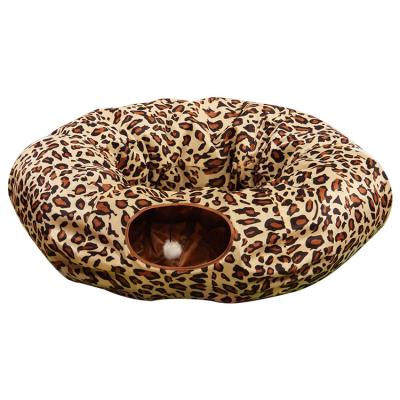 China 2019 fashions leopard print pet cat toy viable tunnel in channel foldable plush household factory direct sales for sale