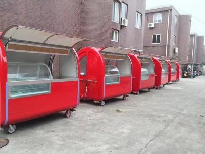 China Round Shape Strong Stainless Steel Mobile Food Cart With Wheels for sale