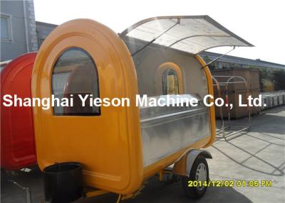 China Durable European Standard Food Trucks And Trailers Yellow Fiber Glass for sale