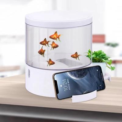 China SOBO New Design Acrylic Mini Betta Fish Tank Small Aquarium Starter Kits Desktop Decor Stocked With Filter Circulation System for sale