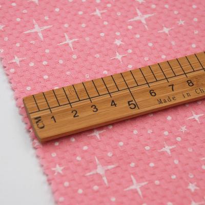 China 2022 Shrink-Resistant Casual Kind Cotton Crepe Printed Fabric Summer Pink Star 100% Cotton Fabric For Woman Dress for sale