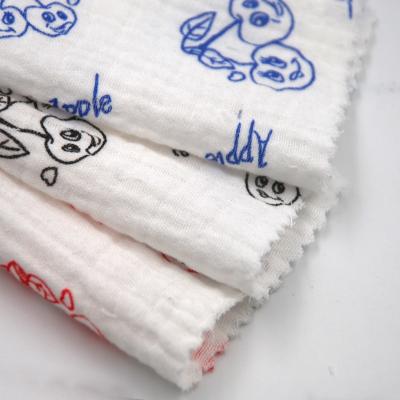 China New Wholesale Shrink-Resistant Organic Woven 100 Cotton Double Gauze Muslin Fabric For Baby Clothing for sale