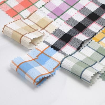 China Fashion Yarn Dyed Hot Sale School Uniform Shirting Fabric Shrink-Resistant Checked Cotton Seersucker Twill Check Fabric for sale